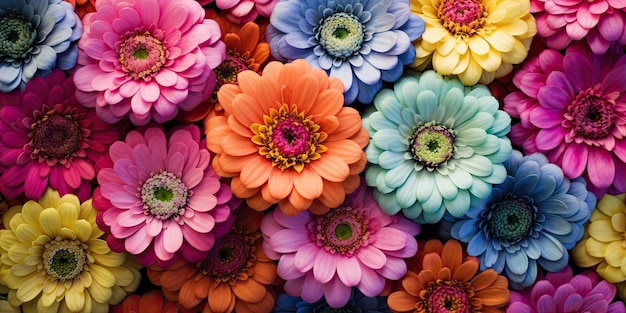 Foto bloemen veelkleurige zinnias het levendige palet van de natuur bloemen schoonheid