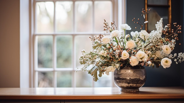 Bloemenarrangement met botanische planten en bloemen van de herfst of het vroege voorjaar