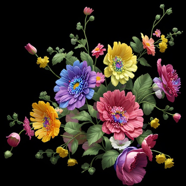 Bloemenboeket in regenboogkleuren