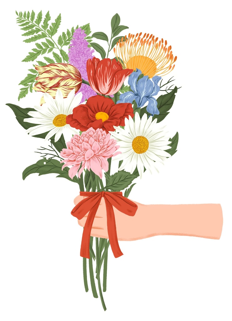 Foto bloemenboeket png geschenk sticker doorzichtige achtergrond