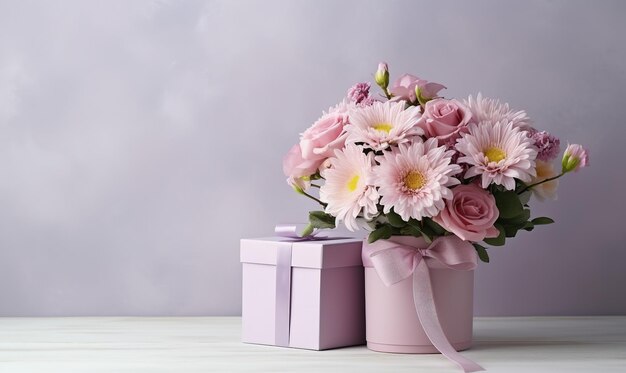 Bloemenboeket van verschillende bloemen bos bloemen roze rozen Chrysanthemum Ai gegenereerd