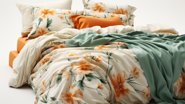 Bloemencomfort en kussens op het bed