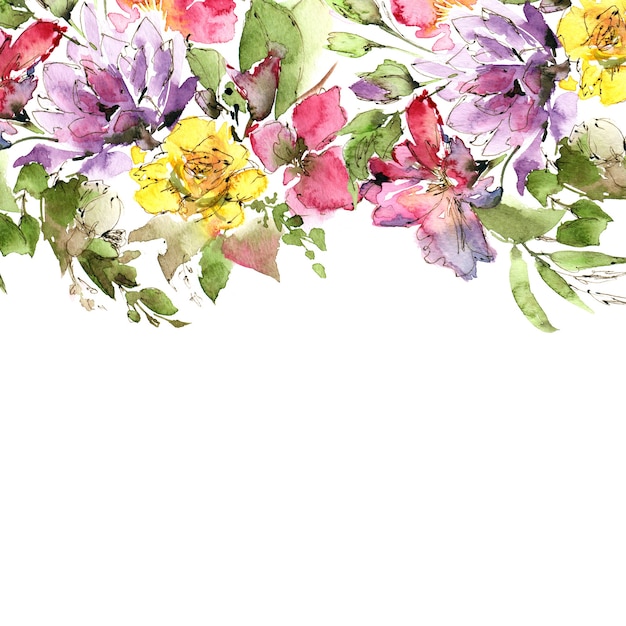 Bloemenkader voor verjaardagskaartontwerp Huwelijksuitnodiging met wilde bloemen