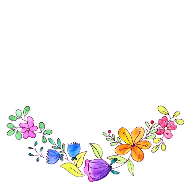 Bloemenkrans Huwelijksuitnodiging Verjaardagskaart Bloemenrand Aquarel achtergrond met bloemen