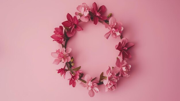 bloemenkrans op een roze achtergrond