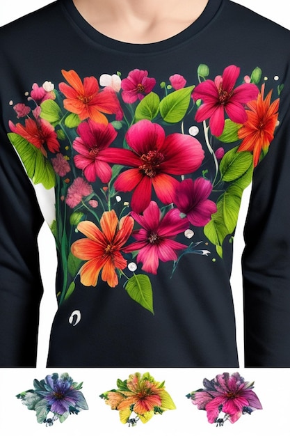 Foto bloemenontwerp op t-shirt