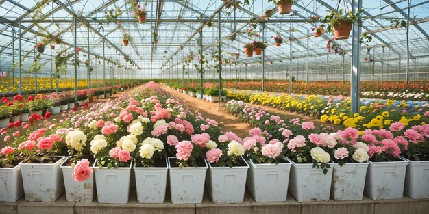 Foto bloemenproductie en -teelt veel chrysanten bloeien in het kaschrysantenplan