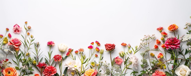 Foto bloemenrand op witte achtergrond