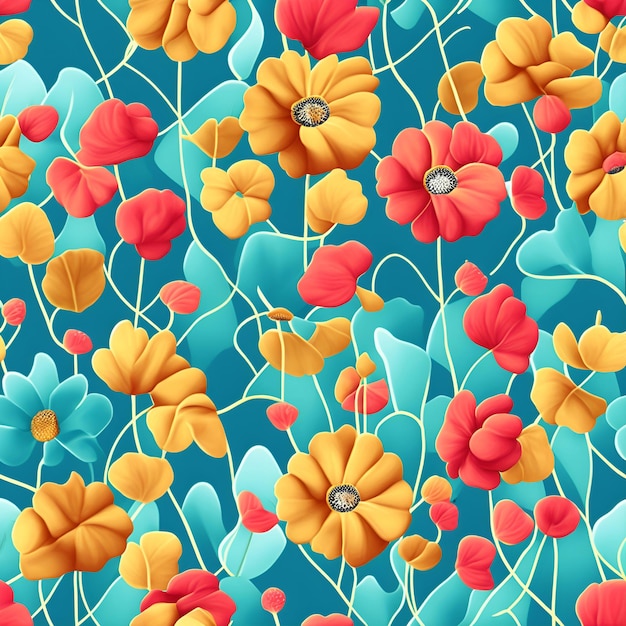 bloemige boho-achtergrond heldere bloemen op lichte achtergrond herhaalbaar patroon