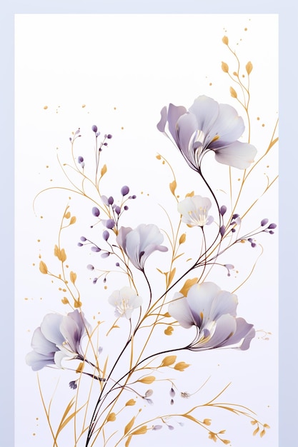 Bloemige elegante uitnodigingskaart met aquarelbloemen voor bruiloft of andere evenementen gegenereerd door AI
