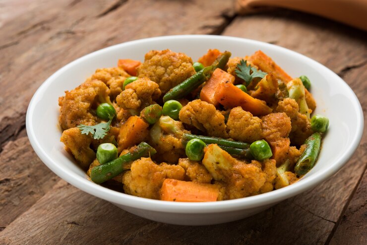 Foto bloemkool droge tava groente recept of phool gobhi sabzi