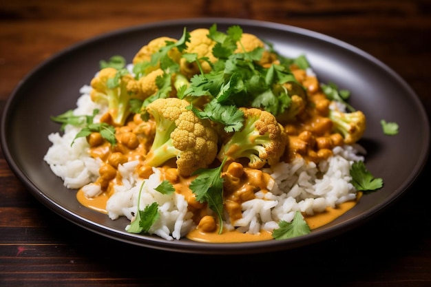 Bloemkool en kikkererwten curry met kokosmelk