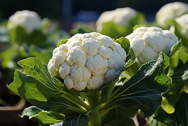 Foto bloemkool in bloei maak een macrofoto van een bloeiende bloemkool op zijn best