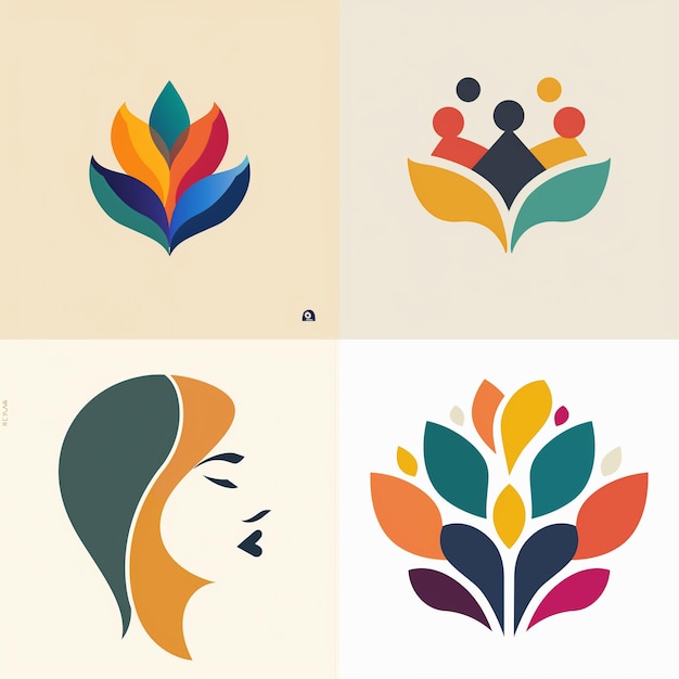 Bloemlogo eenvoudige bladillustratie logo bundel