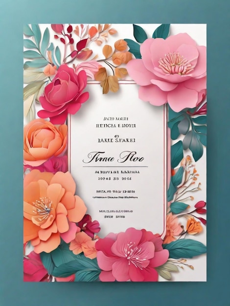 Bloemrijke en luxe bruiloft uitnodigingskaart sjabloon