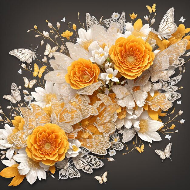 bloemvlinder oranje realistische achtergrond behang foto