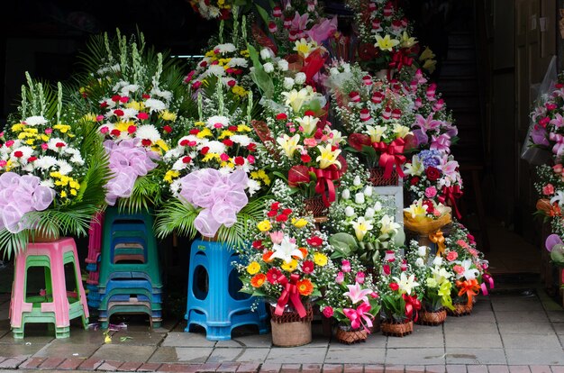 Bloemwinkel in pakklong talad, Bangkok, Thailand