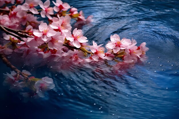 Bloesems op het golvende water.