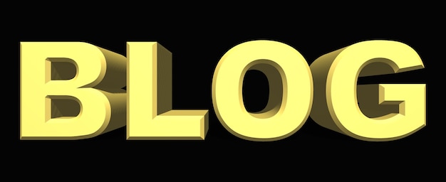 Blog word is yellow letters on a dark background