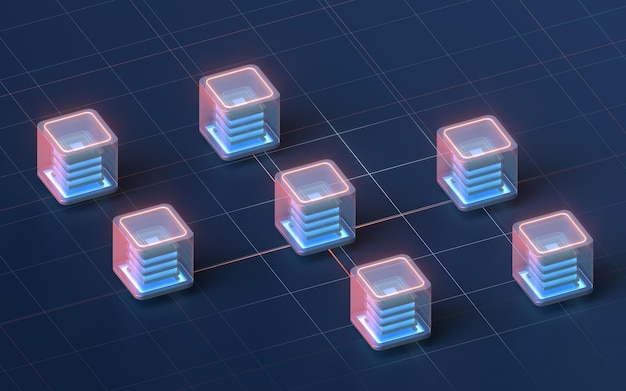 Blokketens met een zwarte achtergrond 3D-rendering