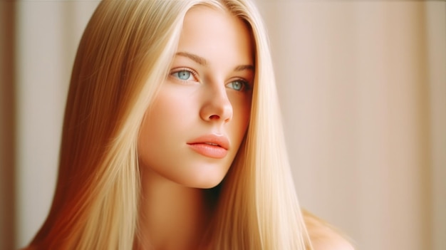 Blond hair beautiful model Illustration AI GenerativexA