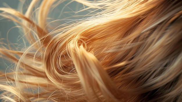 Foto testura dei capelli biondi da vicino profondità di campo poco profonda