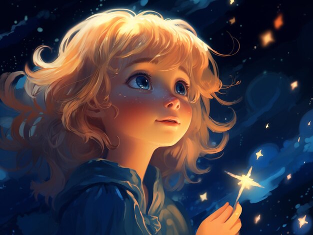 blond haired girl holding a sparkler in her hand generative ai