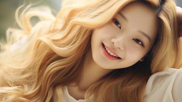 blond korean woman Generative AI