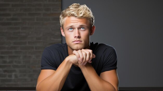 blond man thinking