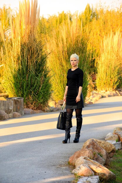 Blond Woman in the Park in Green Nature Photo