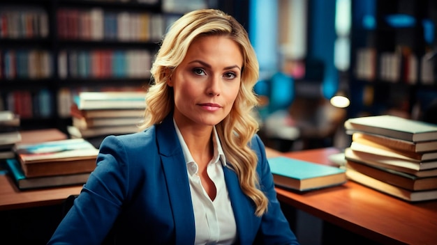 Blonde business woman in suit