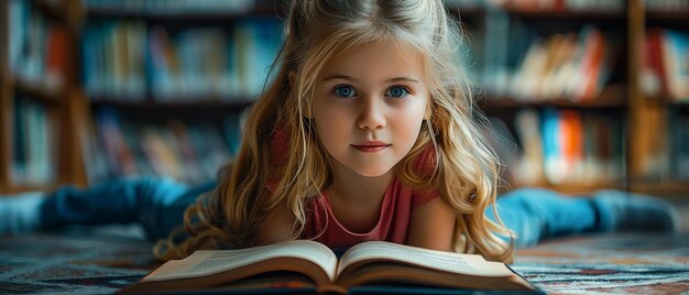 Photo blonde caucasian girl reading silhouette