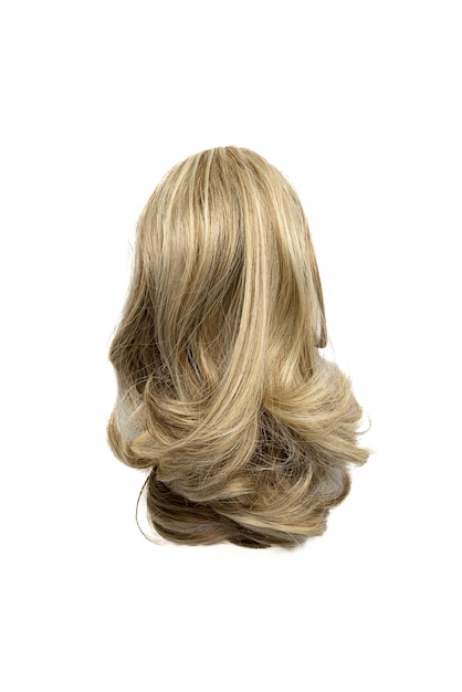 blonde hair wig on a white isolated background