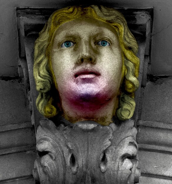 Foto busto maschile biondo e occhi umani