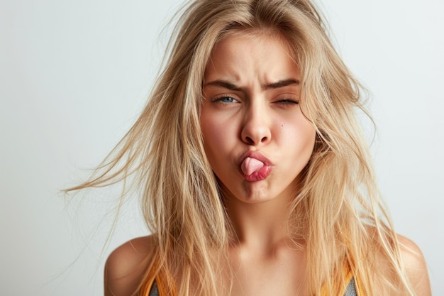 Foto blonde meisjes reageren negatief op stink.