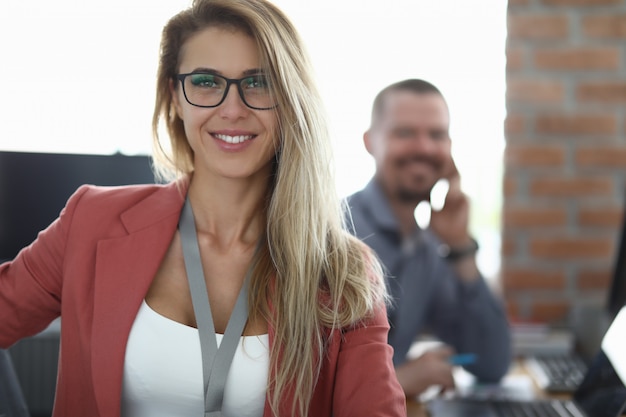 Blonde pretty office worker