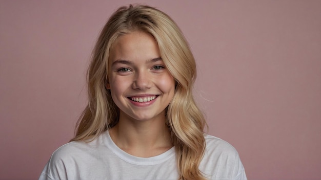 Blonde teen girl smiling