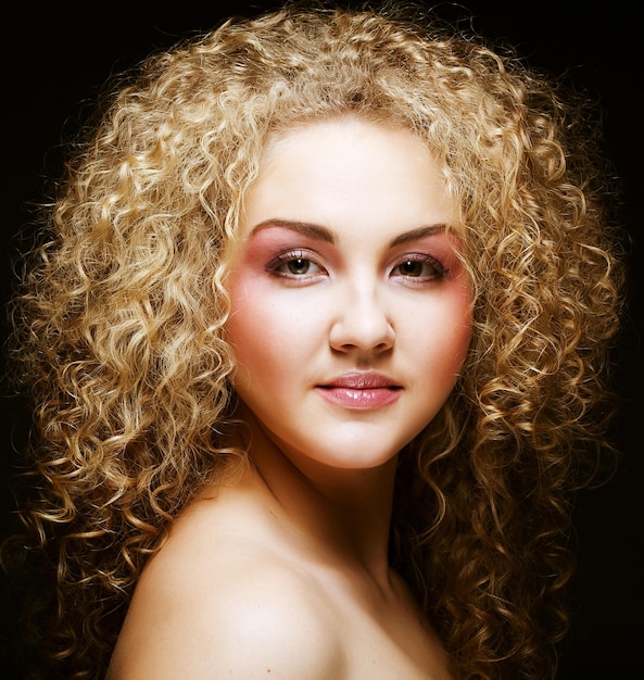 Blonde with curly hair