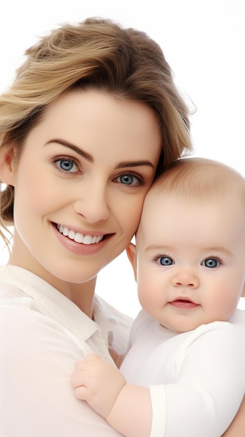 Blonde Woman Holding A Baby In Her Arms And Smiling