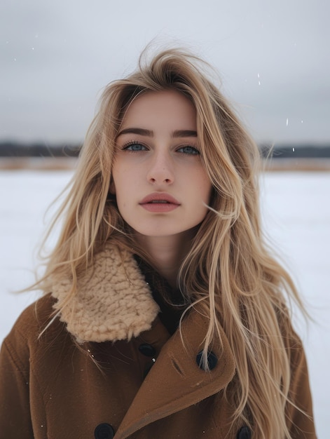 blonde woman on a snow mountain