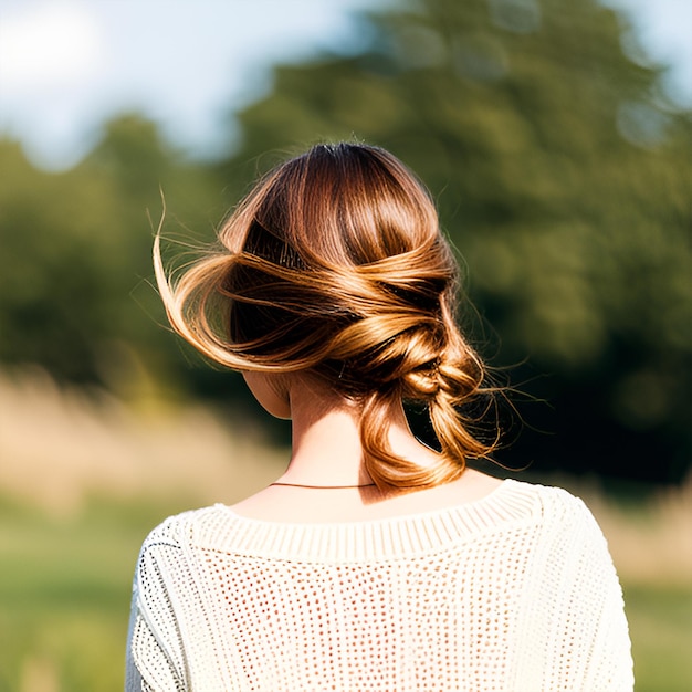 blonde woman wearing bun