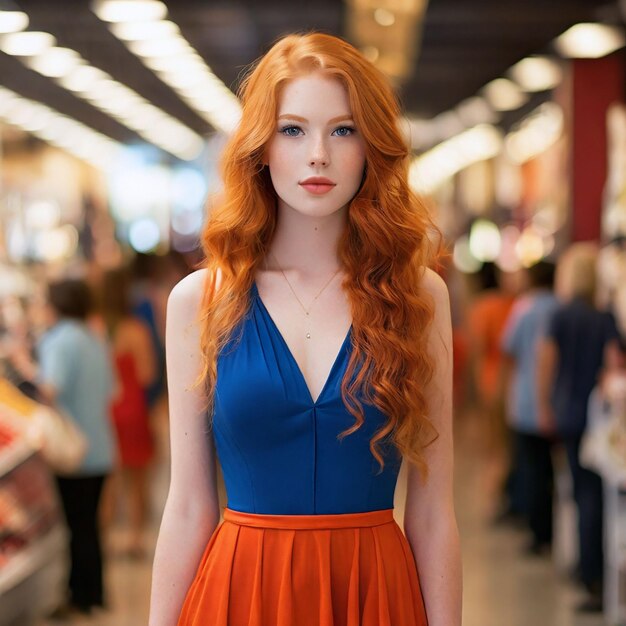 Foto una donna bionda con i capelli ricci si mostra