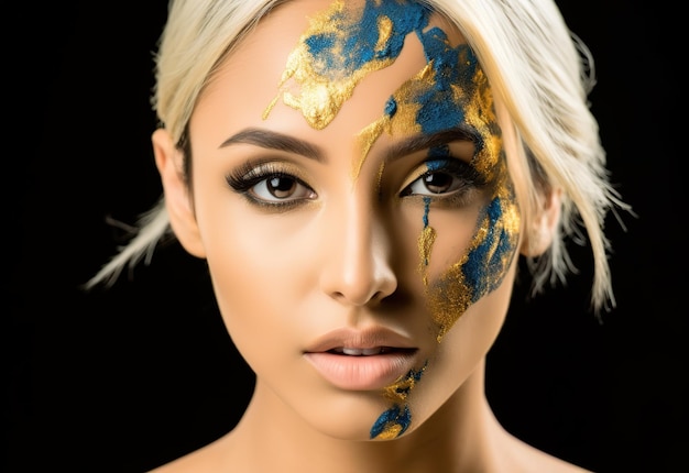 Blonde women with face paint photography