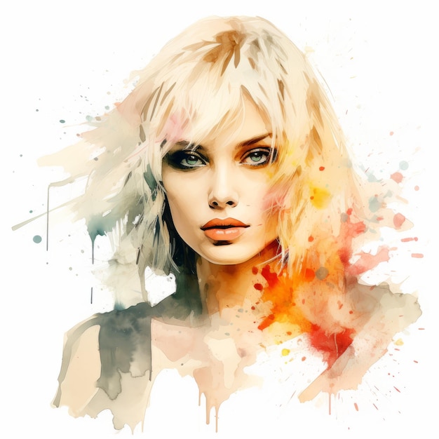 Blondie Watercolor Clipart On White Background