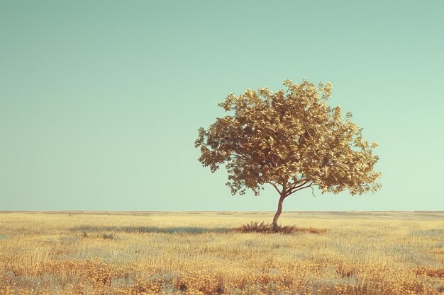 Photo blonely tree in the middle of a field