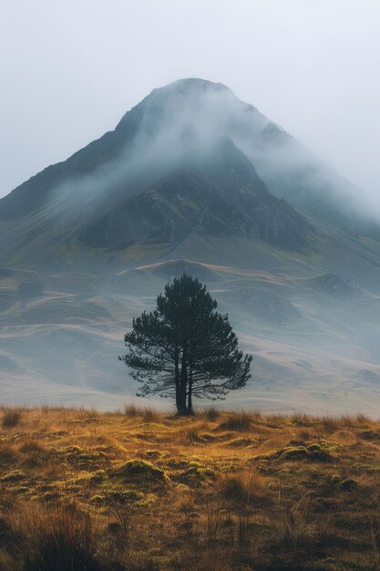 Photo blonely tree in the valley