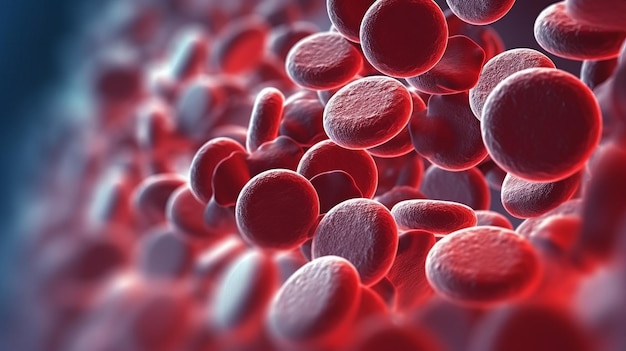 Blood cells in the body erythrocytes closeup Blood cells Generative ai