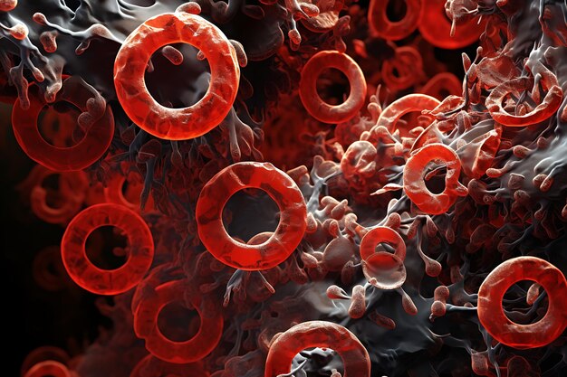 Blood cells under the microscope blood photo