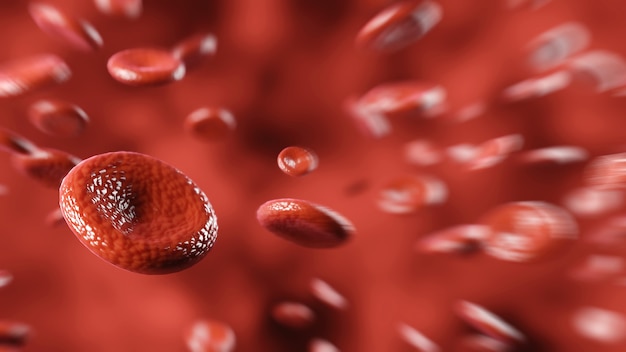 Cellule del sangue sfondo astratto rosso plasma medico e emoglobina dell'arteria umana eritrociti ematologia medicina