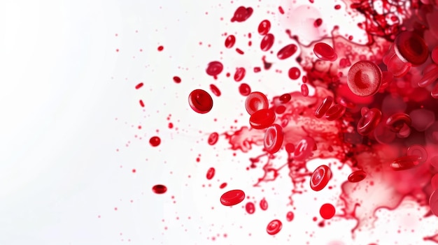 白い背景の血球の波 白血球 赤血球 血流 高品質の写真